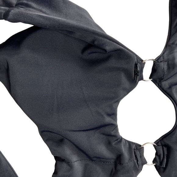 Black One Piece Swimsuit Monokini Bikini Bathing Suit Black Cut Out Womens Large - Picture 3 of 8